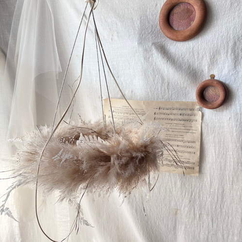 パンパスグラスのフライングリース＊*Mサイズφ28cm リース Chêne 通販