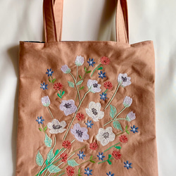 再販 青い花刺繍とビーズのトートバッグ トートバッグ AZmama 通販