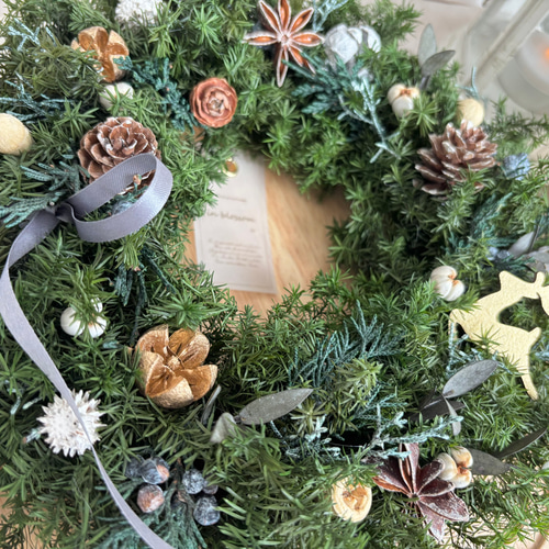 フレッシュリース／甘過ぎない大人のクリスマスリース／White23㌢／ボリューム フレッシュリース／甘過ぎない大人のクリスマスリース／White23