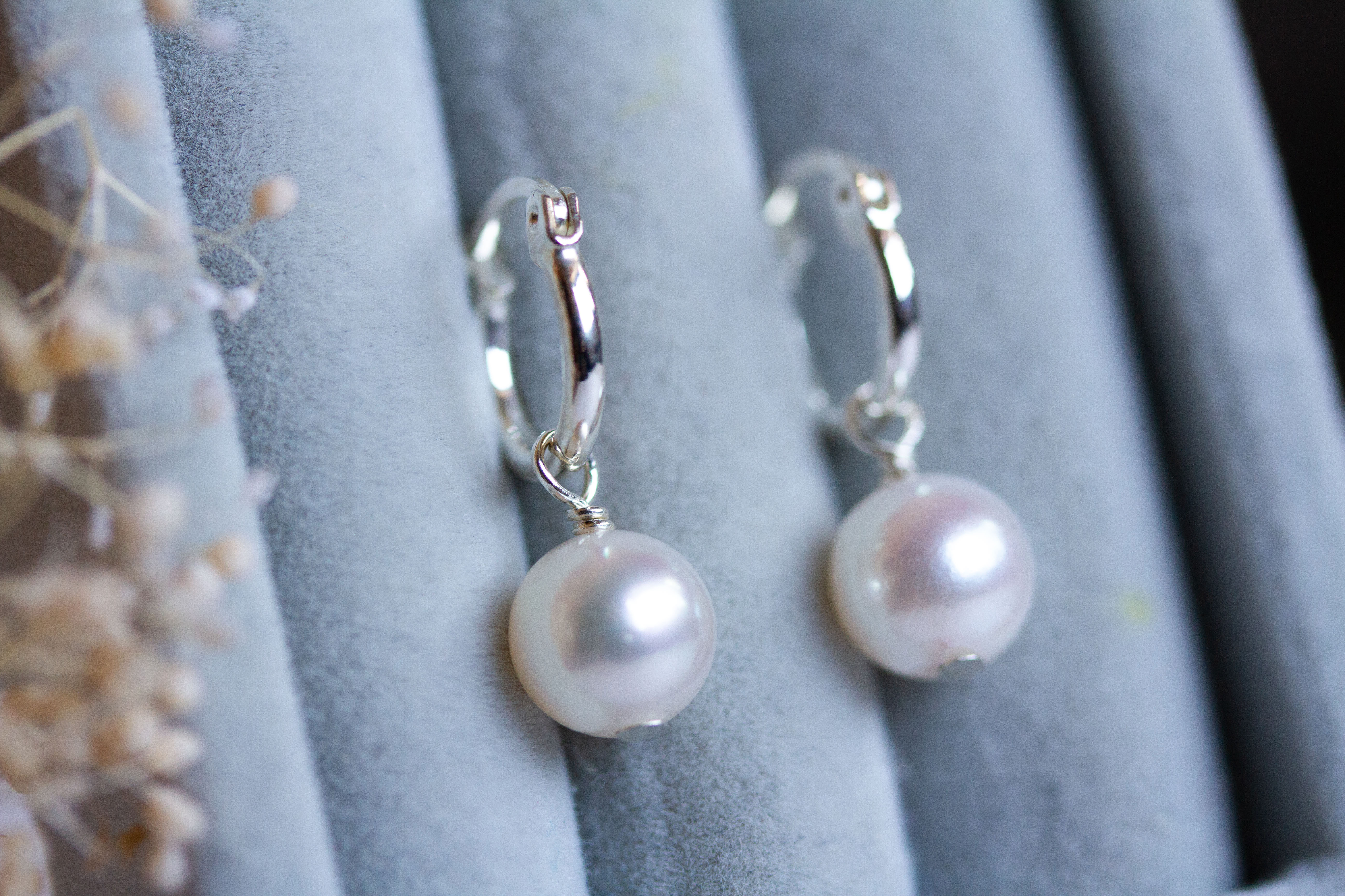 あこや真珠(セミラウンド) × Silver925 フープピアス