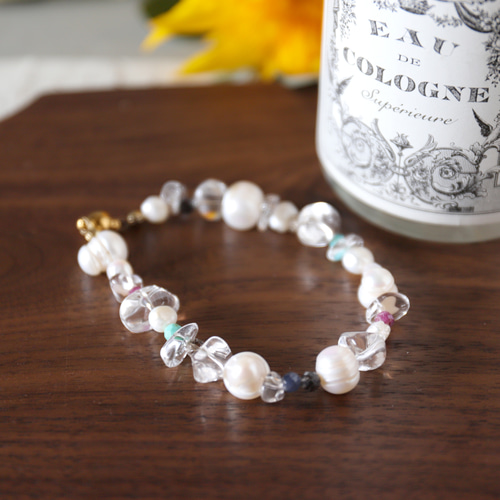 ◆ともみ◆天然石ブレスレット２本セット◆ パワーストーン 天然石 ブレスレット 数珠 念珠 Bracelet 2クリスタル