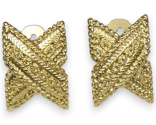 森英恵 HANAE MORI ゴールドイヤリング エックスクロスデザイン 新品未