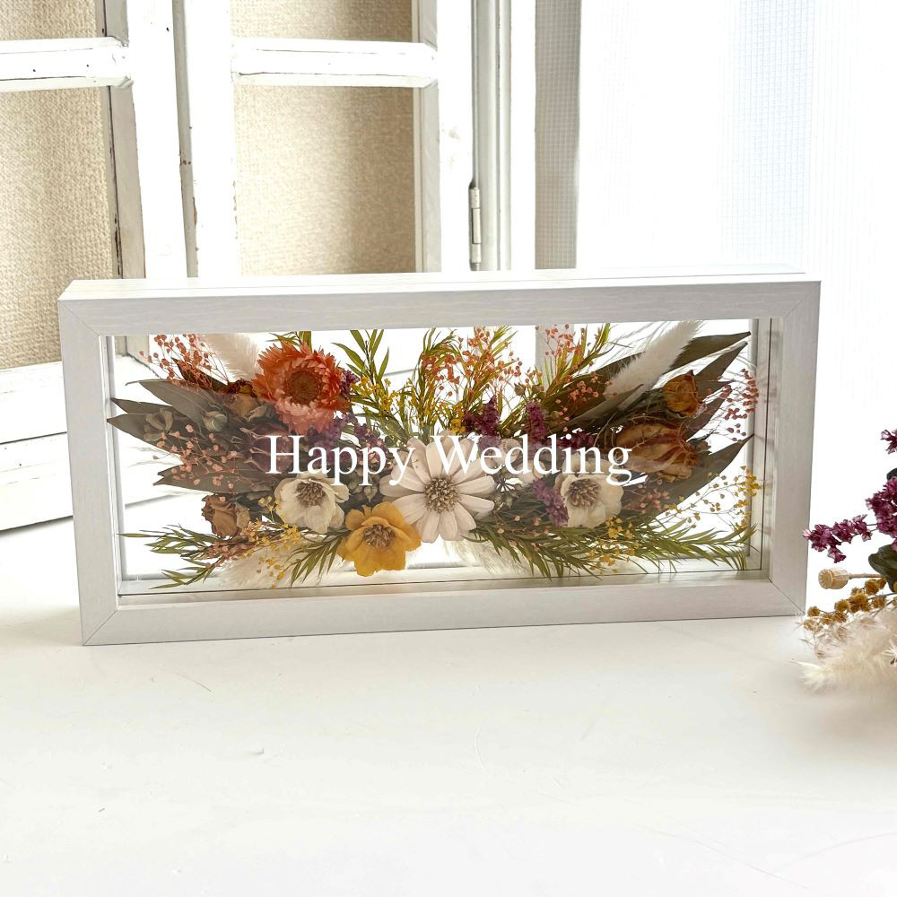 【文字入れ可能】特別な贈り物に＊ドライフラワーガラスフレーム/結婚祝い・新築祝い・誕生日・母の日・敬老の日・退職祝いなど