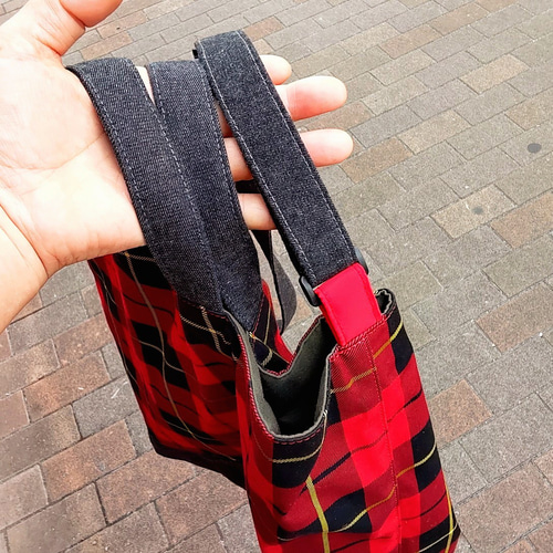 2WAY チェック柄トート&ショルダーバッグ (赤チェック tb-hs29) 2way