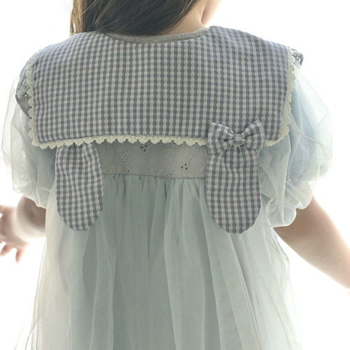 ギンガムチェックのセーラーカラー付襟】うさ耳 セーラーカラー ギフト