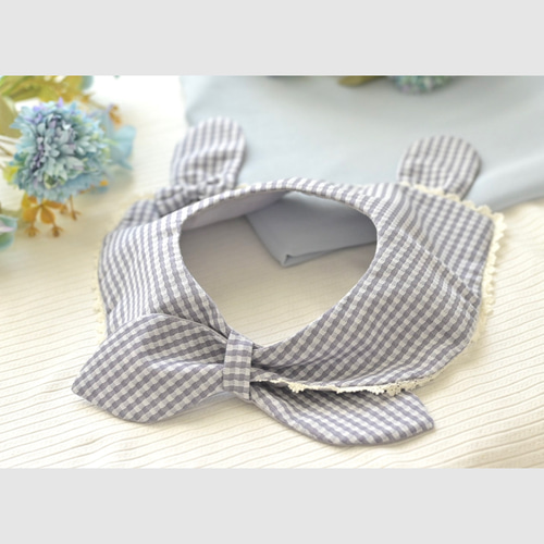 ギンガムチェックのセーラーカラー付襟】うさ耳 セーラーカラー ギフト