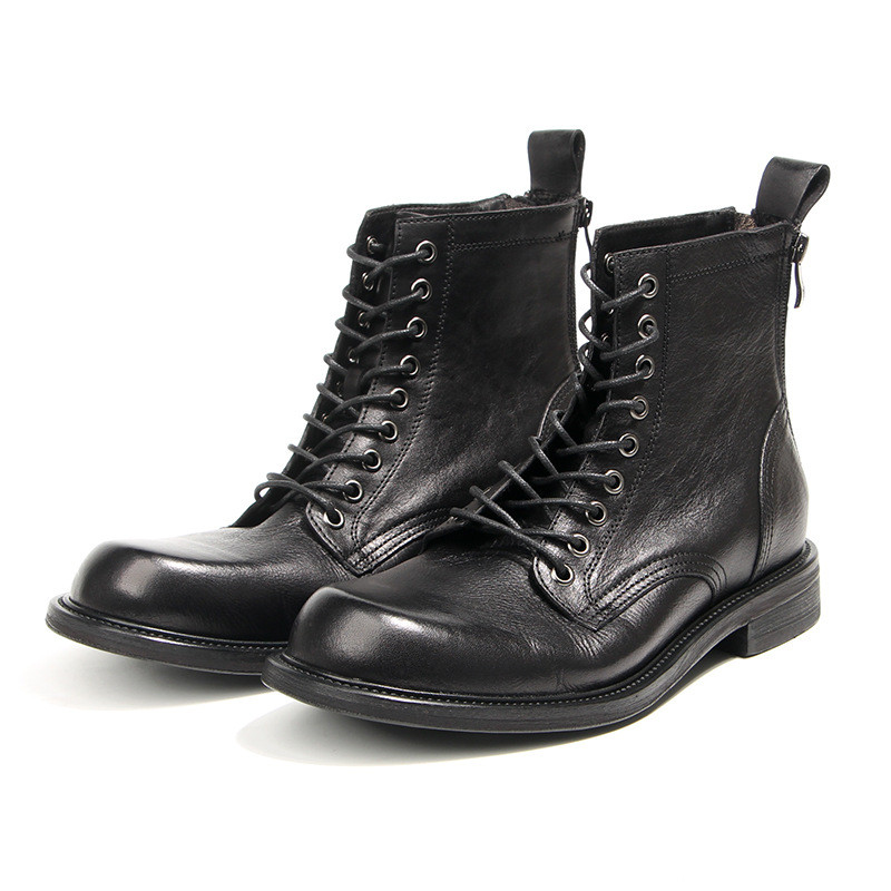 新作！|【【VIKSU 手作り】ブラジル天然牛革ブーツ|黒|日常＆ビジネスにゴム×実木複合底で快適