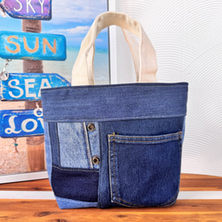 パッチワークデニム☆トートバッグ☆ハンドメイド☆デニムリメイク