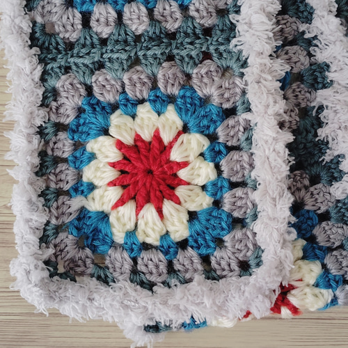 マフラー 手編み ロングマフラー かぎ針編み モチーフ編み グラニー