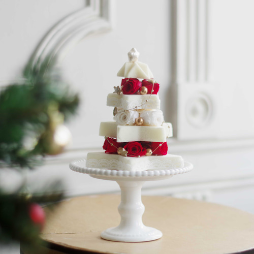 ハンドメイド❣️クリスマスアレンジ❣️ツリー、ケーキプリザーブド