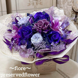 ✨大人気✨バラミックスプリザーブドフラワー✨ラッピングのまま飾れますよ✨ 送料無料、ラッピング込み】✨大人気✨紫ミックスバラプリザーブ