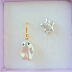 【一点物】おばけパールと星型パールのピアスセット 3枚目の画像