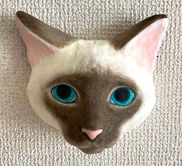 シャムねこ　顔　張子