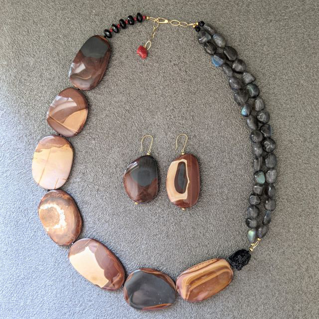 ワンダーストーン・ラブラドライトネックレス&ピアス / K18 Wonderstone Necklace & Earri