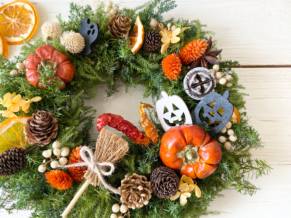 ミニパンプキンのハロウィンリース 5枚目の画像