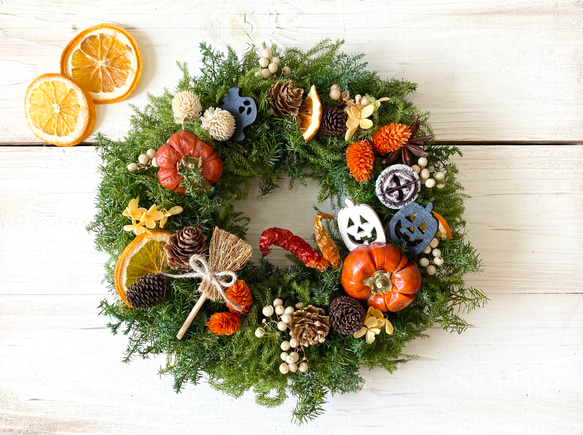 ミニパンプキンのハロウィンリース 7枚目の画像