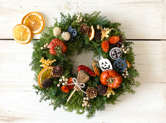 ミニパンプキンのハロウィンリース 1枚目の画像