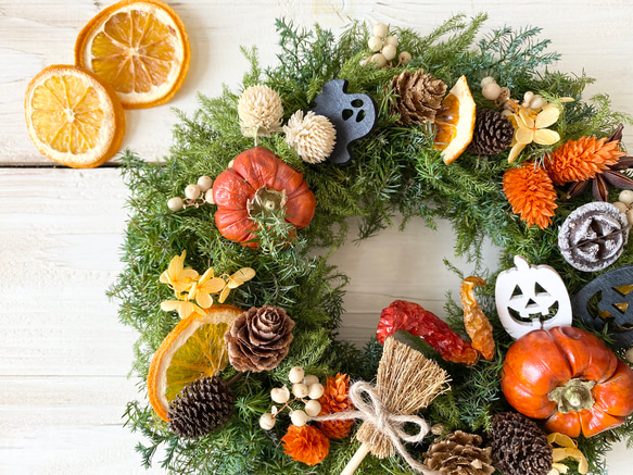 ミニパンプキンのハロウィンリース 2枚目の画像