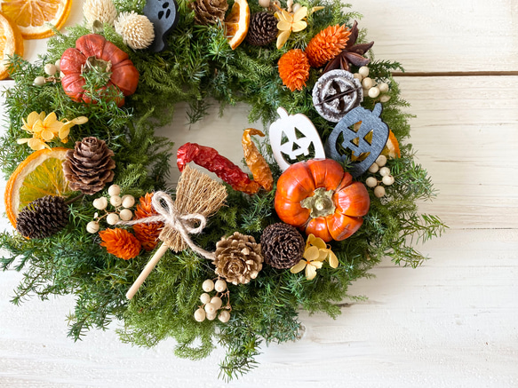 ミニパンプキンのハロウィンリース 4枚目の画像