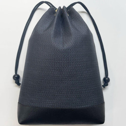 合切袋 巾着袋 信玄袋(マチ有り、大)、牛革(本革)途中切り替え無し、1