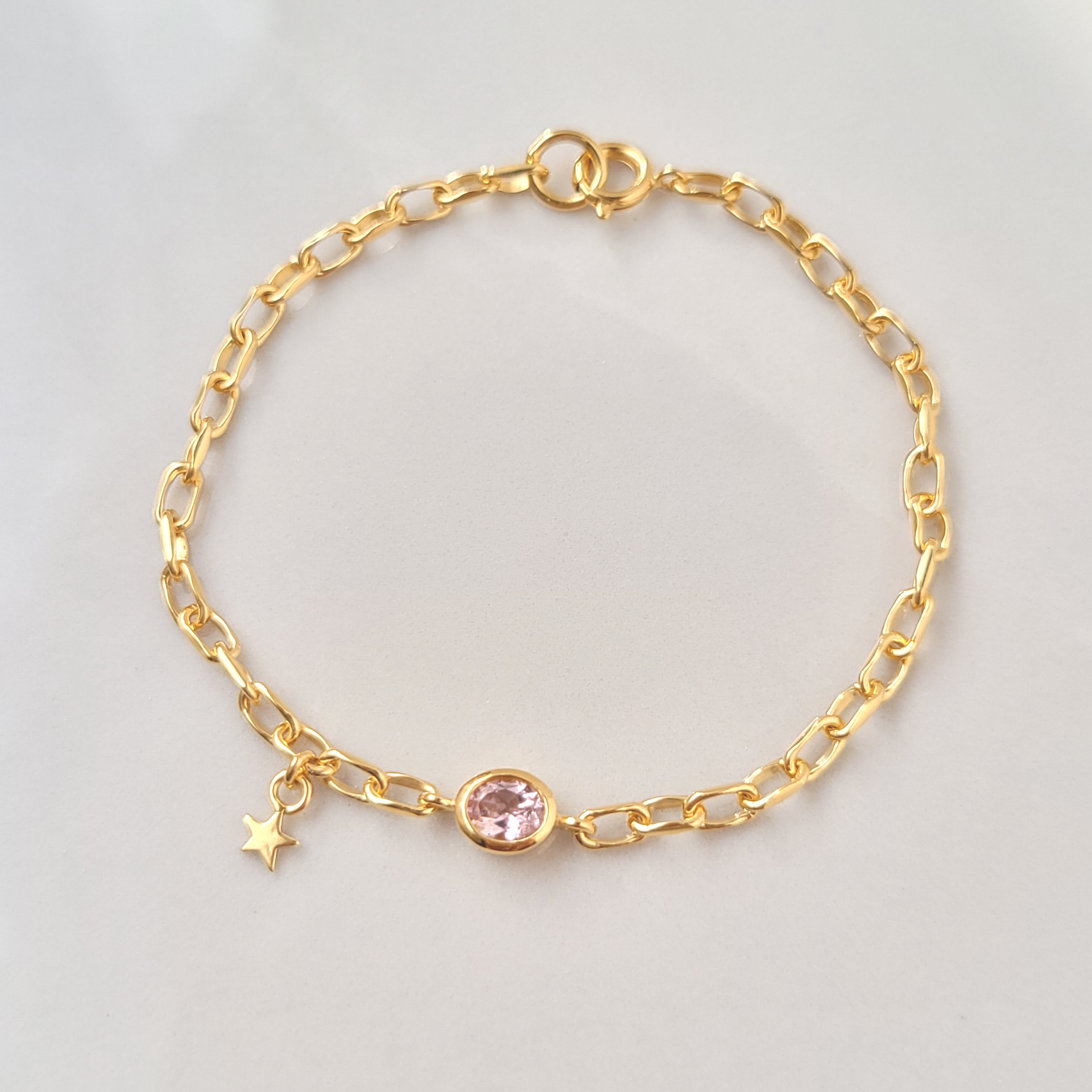 【選べる天然石】オーバルストーンと太めジェリービーンズチェーンのブレスレット