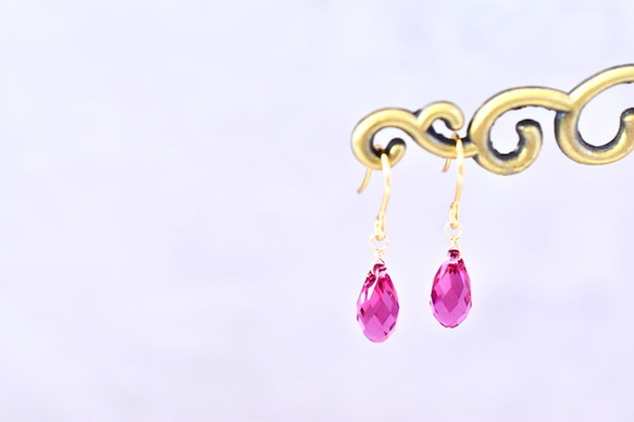 【お試し】スワロフスキー・フューシャの一粒ピアス／イヤリング＼トライアル・キャンペーン／｜クリスマス 5枚目の画像