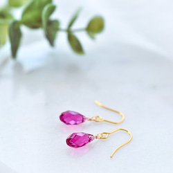 【お試し】スワロフスキー・フューシャの一粒ピアス／イヤリング＼トライアル・キャンペーン／｜クリスマス 2枚目の画像