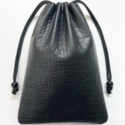 信玄袋、合切袋、巾着袋、(マチ有り、中)、牛革(本革)、オール