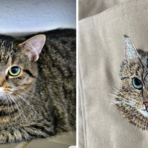 うちの子オーダー2025 猫とネームor猫とお花 手刺繍のフレーム その他