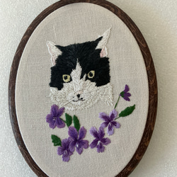 うちの子オーダー2025 猫とネームor猫とお花 手刺繍のフレーム その他