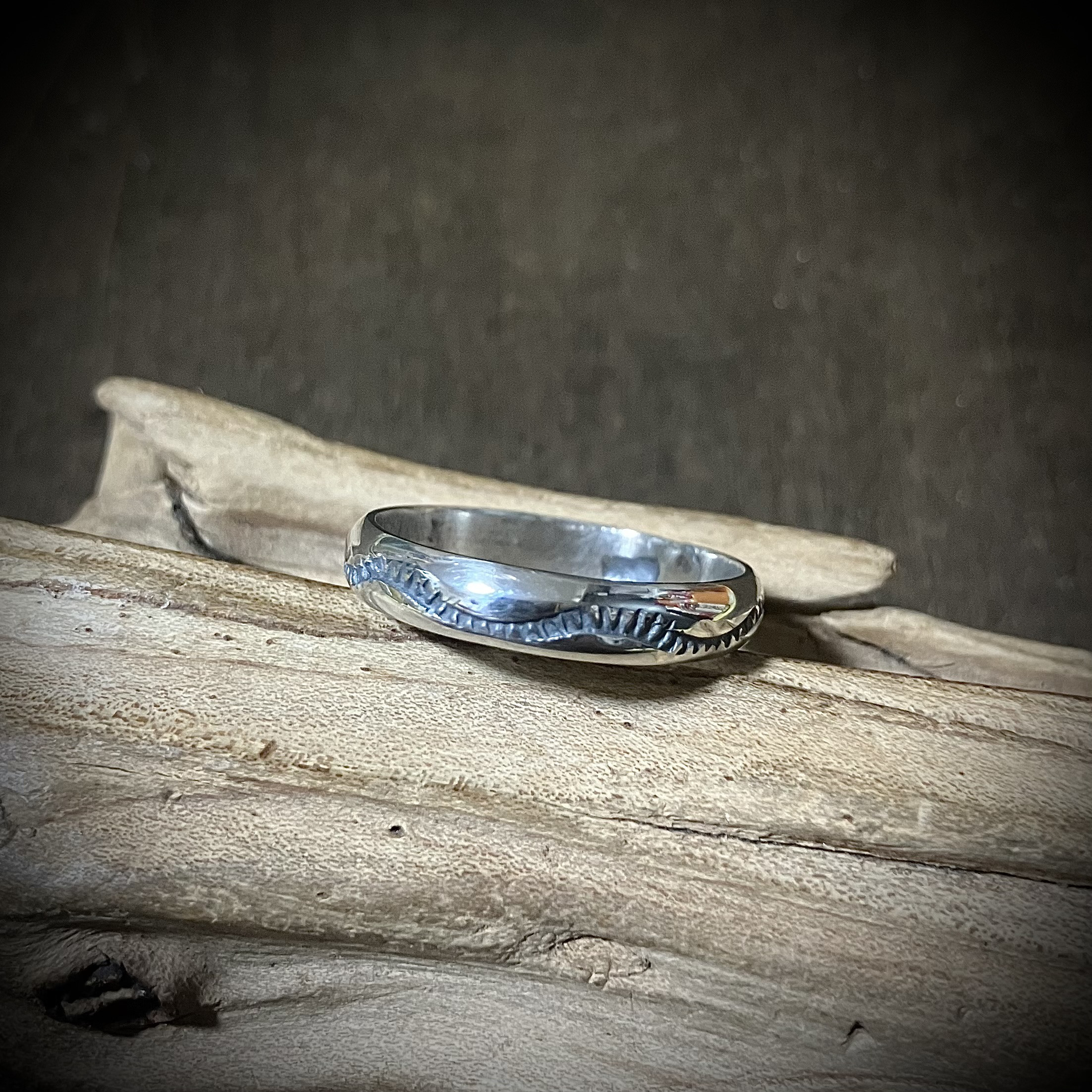 silver950 スタンプワーク　甲丸　シルバー　リング　指輪　19号　#インディアンジュエリー　ネイティブアメリカン