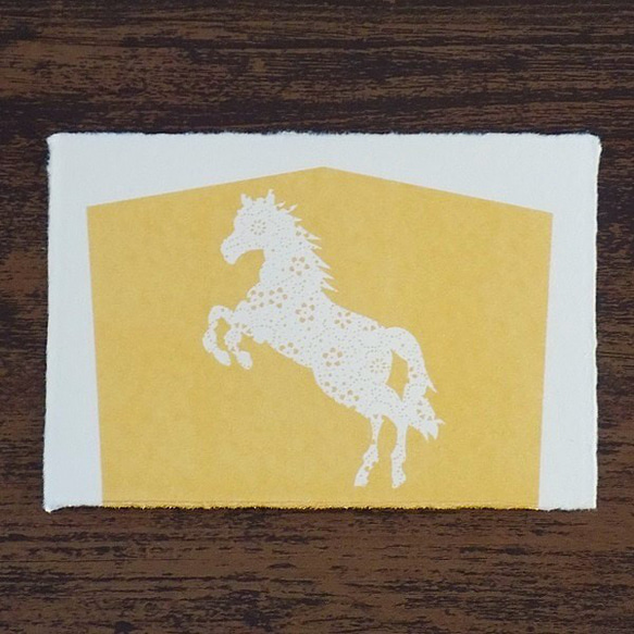 オーダー　202６年　干支　「午」　金泥加工　和紙製ポストカード　 5枚目の画像