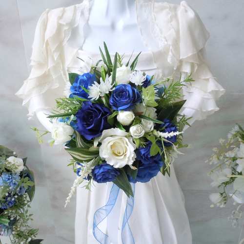 ◇鮮やかなブルーのラウンドブーケ*ドジャースカラー◇コバルトブルー
