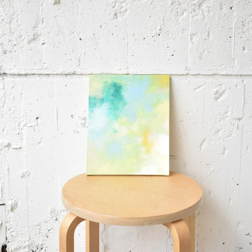 キャンバスアート 抽象画 グリーン ふわふわ 絵画 あらきち 通販