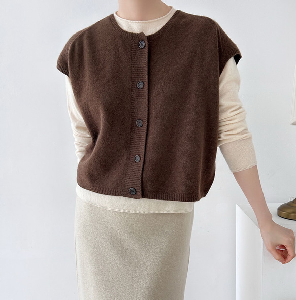カシミヤ混ニットベスト トップス 秋冬 新作 ホールガーメント無縫製