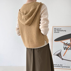 カシミヤ混ニットベストフード付き トップス 秋冬 新作 ホール