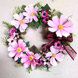 ダリアとカボチャのハロウィンリース☆玄関リース☆造花 秋リース