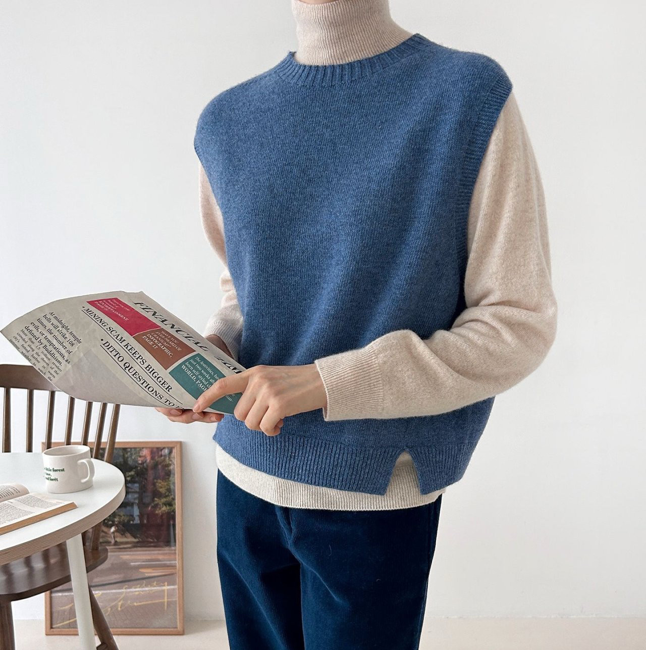 カシミヤ混ニットベスト トップス 秋冬 新作 ホールガーメント無縫製シームレス/V112P008