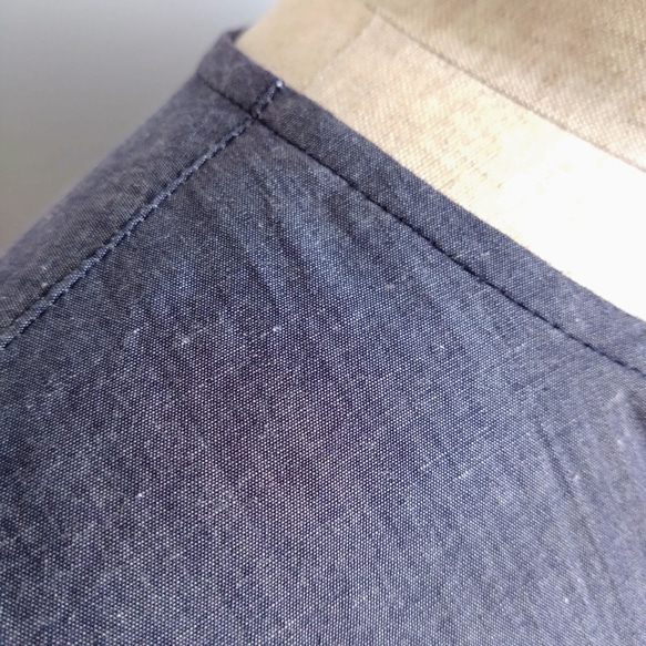再販！× 3  新！コットンリネンブロードのシャツトップ  先染ワッシャー  ネイビーシャンブレー 9枚目の画像