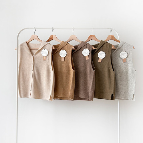 カシミヤ混ニットベストフード付き トップス 秋冬 新作 ホール