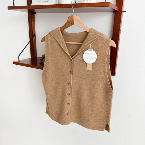 カシミヤ混ニットベストフード付き トップス 秋冬 新作 ホール