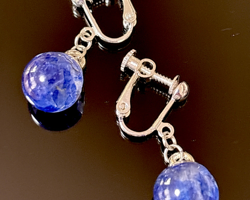 blue ever】ブルーエバー 天然あおばなのイヤリング(ガラス玉)草津