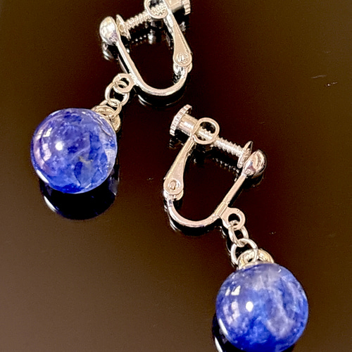 blue ever】ブルーエバー 天然あおばなのイヤリング(ガラス玉)草津