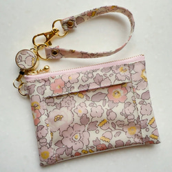 リバティ「ムーンモス」（クラシカルピンク）クリアフラットポーチ