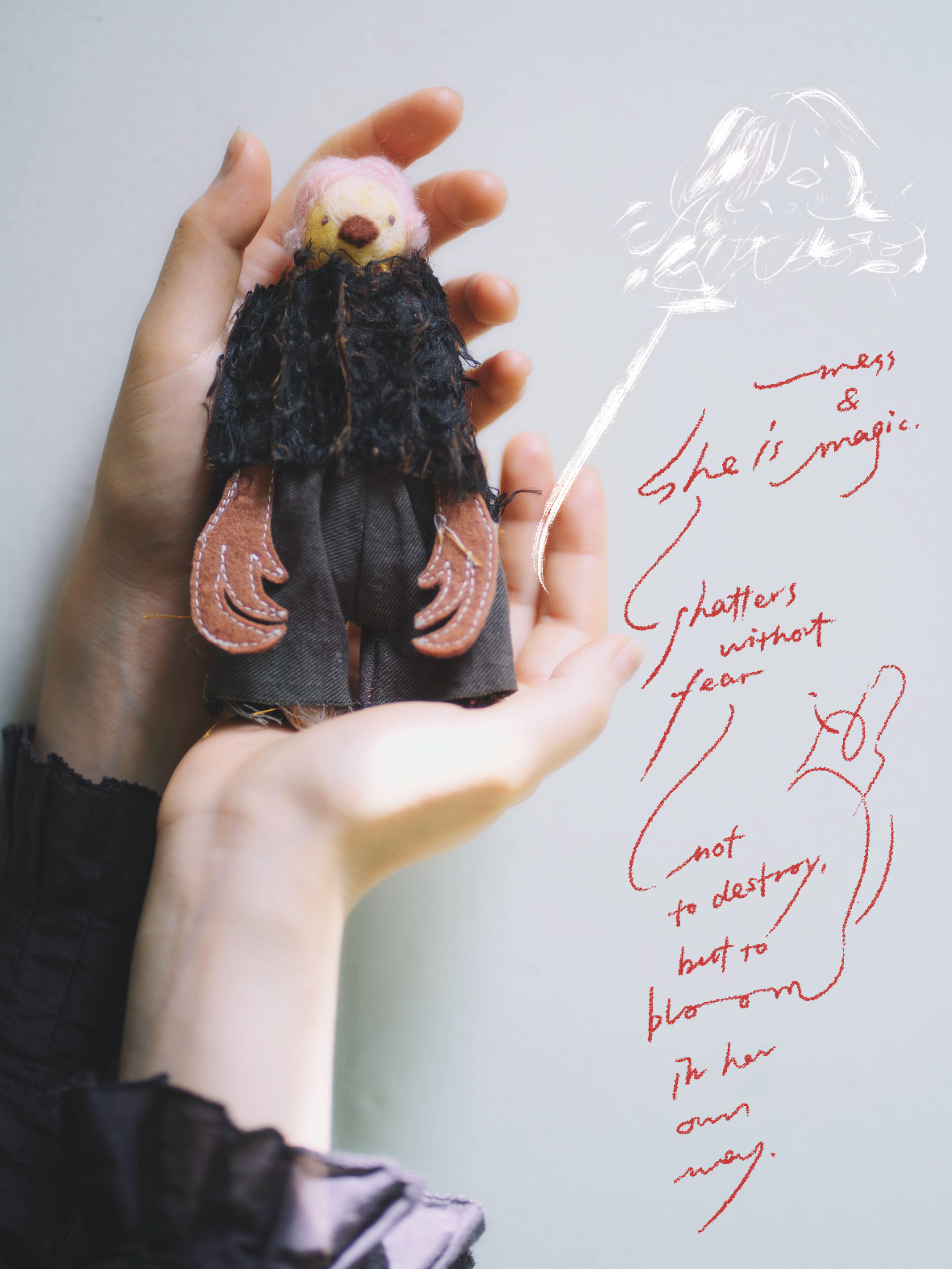 ハンドメイドドール　Black Pink