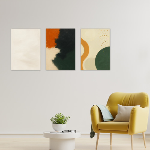 賃貸OK! 秋色3枚セットアート｜壁に穴を開けず飾れる 北欧モダン