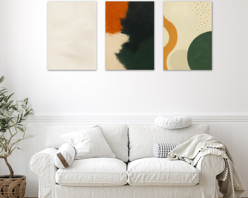 賃貸OK! 秋色3枚セットアート｜壁に穴を開けず飾れる 北欧モダン