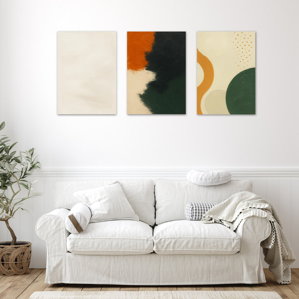 賃貸OK! 秋色3枚セットアート｜壁に穴を開けず飾れる 北欧モダン