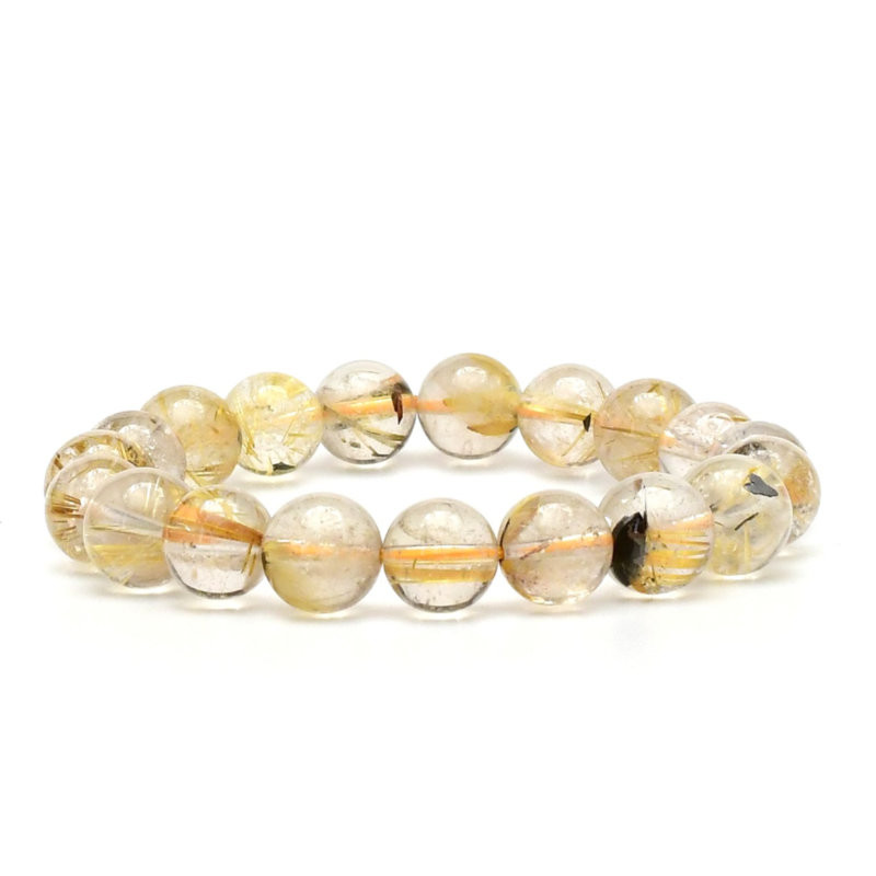 【インクルージョンと虹の融合】11mm　ゴールドルチル 一点物【GHB79】幸運　集中力向上 自信 運気改善 京海堂