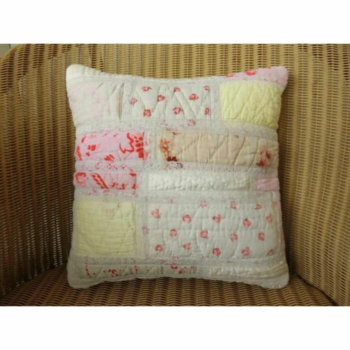 アンティークキルト刺繍クッション アンティークキルト＆刺繍